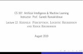 CS 337: Artiﬁcial Intelligence & Machine Learning
