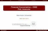 Financial Econometrics E892 Risk measures