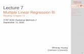 Multiple Linear Regression III Lecture 7