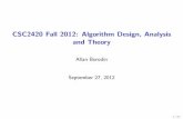 CSC2420 Fall 2012: Algorithm Design, Analysis and Theory