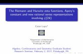The Riemann and Hurwitz zeta functions, Apery's constant