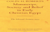 Colin H. Roberts Manuscript, Society and Belief in Early Christian Egypt the Schweich Lectures of the British Academy 1977 1979
