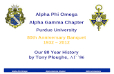 Alpha Phi Omega Alpha Gamma Chapter 80th Anniversary Alpha Phi Omega Alpha Gamma Chapter Purdue University 80th Anniversary Banquet 1932 â€“ 2012 Our 80
