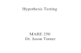 MARE 250 Dr. Jason Turner Hypothesis Testing. This is not a Test Hypothesis testing â€“ used for making decisions or judgments Hypothesis â€“ a statement