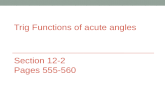 TRIG FUNCTIONS OF ACUTE ANGLES Section 12-2 Pages 555-560