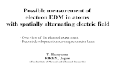 Possible measurement of  electron EDM in atoms  with spatially alternating electric field