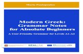 Special Research Faculty (Modern Greek as a Foreign ... Research Faculty (Modern Greek as a Foreign Language) Faculty of Letters, University of Crete Modern Greek: Grammar Notes for