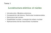 Introducción. Modelos atómicos Composición del átomo ... · PDF filePartículas fundamentales Estructura del núcleo Estabilidad nuclear y energía de enlace nuclear ... Premio