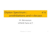 Dipion Spectrum :                     e + e -  annihilations and  „  decays
