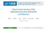 Thermische Analyse (TA) silikatkeramischerRohstoffe und Massenak- TG ¢â‚¬¢ Thermo-Gravimetrie ¢â‚¬¢ Simultan-Thermo-Analyse