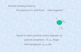 Particle Settling Velocity Put particle in a still fluid what happens? Speed at which particle settles depends on: particle properties: D,  s, shape
