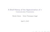 A Brief History of the Approximation of - Communication ...math. marion/teaching/MATH287SPRING2017/... · PDF fileA Brief History of the Approximation of ... Kyutae Paul.Pi and Archimedes