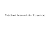 Statistics of the cosmological 21-cm signal HI(k,z)deï¬پnedthrough خ·ثœ HI(k,z)ثœخ· âˆ— HI(k â€²,z)