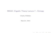 MAGIC: Ergodic Theory Lecture 7 - Entropy 2013. 4. 12.آ  Title: MAGIC: Ergodic Theory Lecture 7 - Entropy