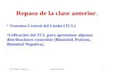 P Y E 2012 Clase 16Gonzalo Perera1 Repaso de la clase anterior. Teorema Central del L­mite (TCL) Utilizaci³n del TCL para aproximar algunas distribuciones