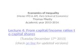 Lecture 4: From capital/income ratios to capital shares (Tuesday  December 17 th 2013)