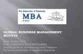 GLOBAL BUSINESS MANAGEMENT MGT610 Prof. ALINA HYZ Prof. DIMITRIS STAVROULAKIS Department of ‘ccounting and Finance Piraeus University of Applied Sciences
