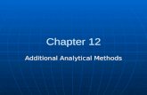 Chapter 12 Additional Analytical Methods. Analytical Methods Technique Type Technique application Subdivisions Specific application DescriptionDestruction