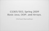 CS305/503, Spring 2009 Basic Java, OOP, and Arrays. Michael Barnathan