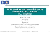 SUSY particles searches with R-parity violation at D , Tevatron. (» 121  coupling)
