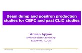 Beam dump and positron production studies for  CEPC and past CLIC studies