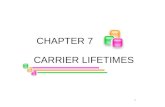 1 CHAPTER 7 CARRIER LIFETIMES. 2 7.1 INTRODUCTION Lifetime: Generation lifetime, recombination lifetime. Occur in bulk: lifetime „ g, „ r.. Occur in surface: