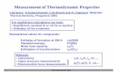 Measurement of Thermodynamic Properties - · PDF fileMeasurement of Thermodynamic Properties For equilibrium calculations we need: • Equilibrium constant K or ΔG for a reaction