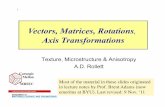 Vectors, Matrices, Rotations Axis Tra · PDF file1! Texture, Microstructure & Anisotropy A.D. Rollett Vectors, Matrices, Rotations, Axis Transformations Carnegie Mellon MRSEC Most