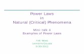 Power Laws in Natural (Critical) Phenomena